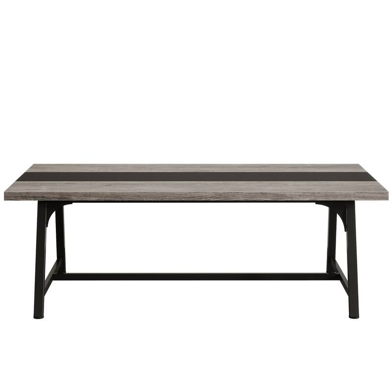 70", Modern Rectangular Conference Table for 6-8 People, Grey & Black