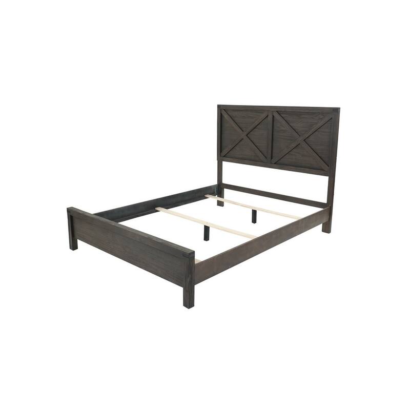 Rustic Contemporary Espresso 1pc Queen Size Bed Wooden X-Design HB Unique Look Bedroom Furniture