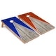 preview thumbnail 1 of 4, Solid Wood Cornhole Boards - Royal and Orange Triangle Design Premium 2x4 (24" x 48") - Include ALL Accessories