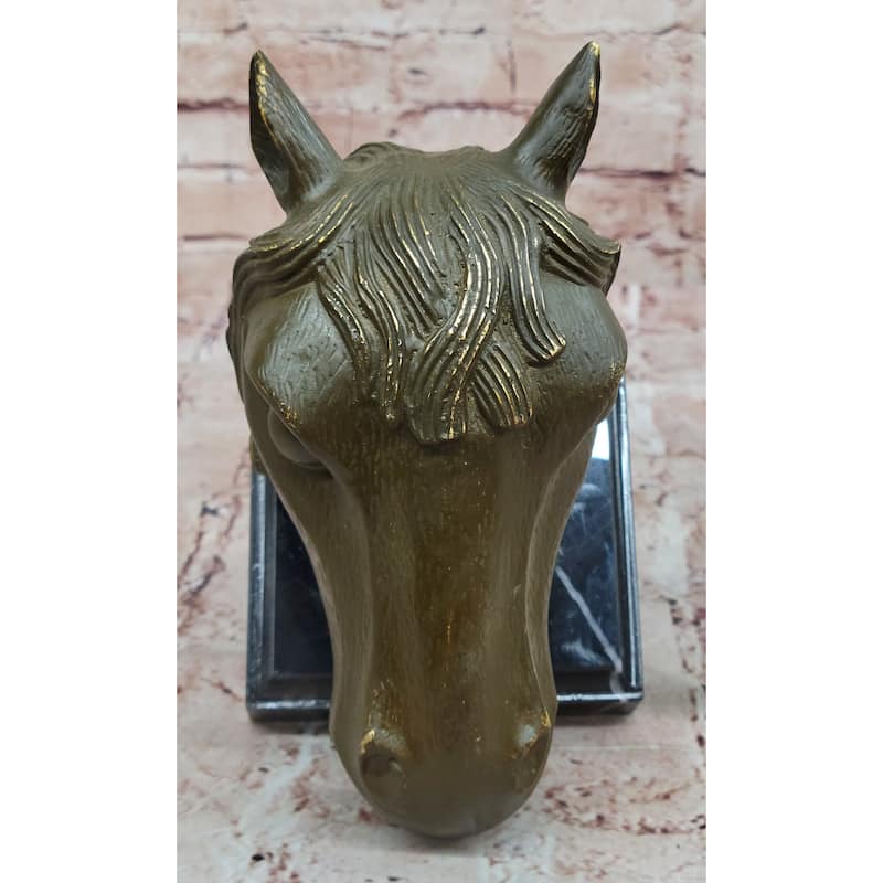 Bronze Imitative Horse Head Sculpture – Zodiac Stallion Bust On Marble Base
