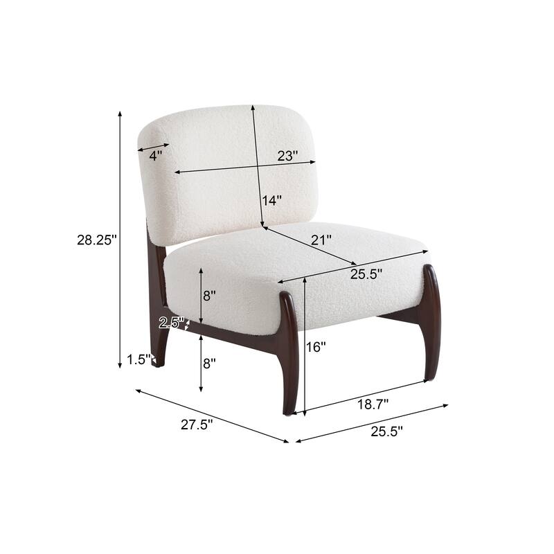 Beige Side Chair Accent Chair Reception Chair Office Chair Leisure Chair Armless Chair with Wood Legs
