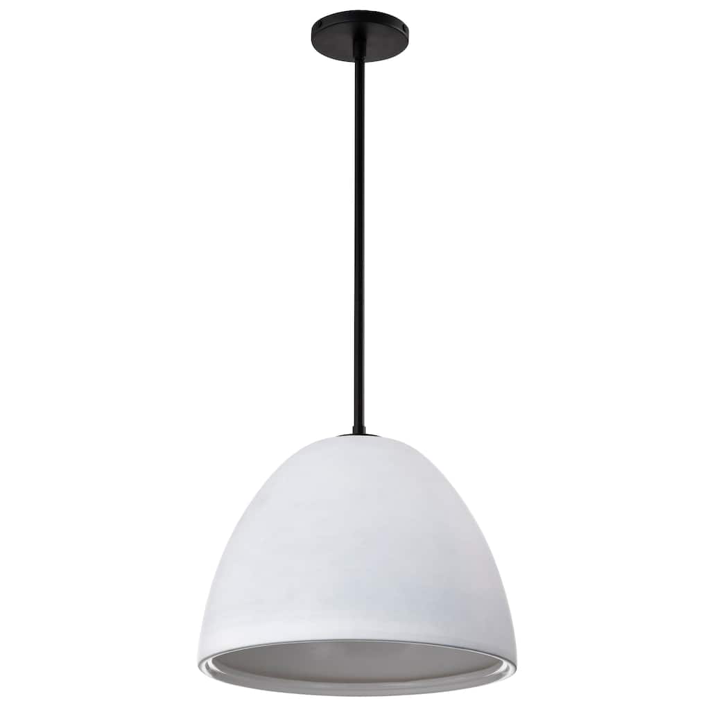Collins 14 Inch Pendant with White Ceramic - Matte Black