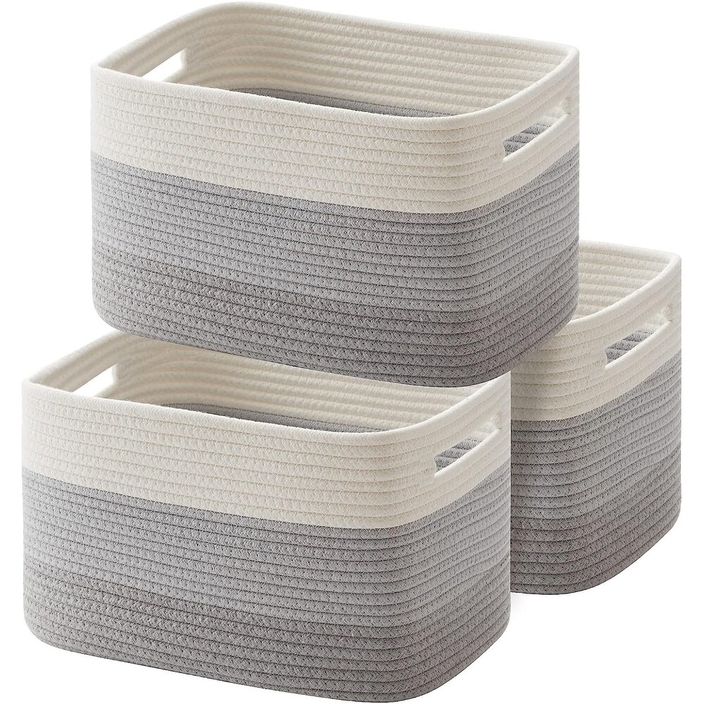 Gray basket for blankets top