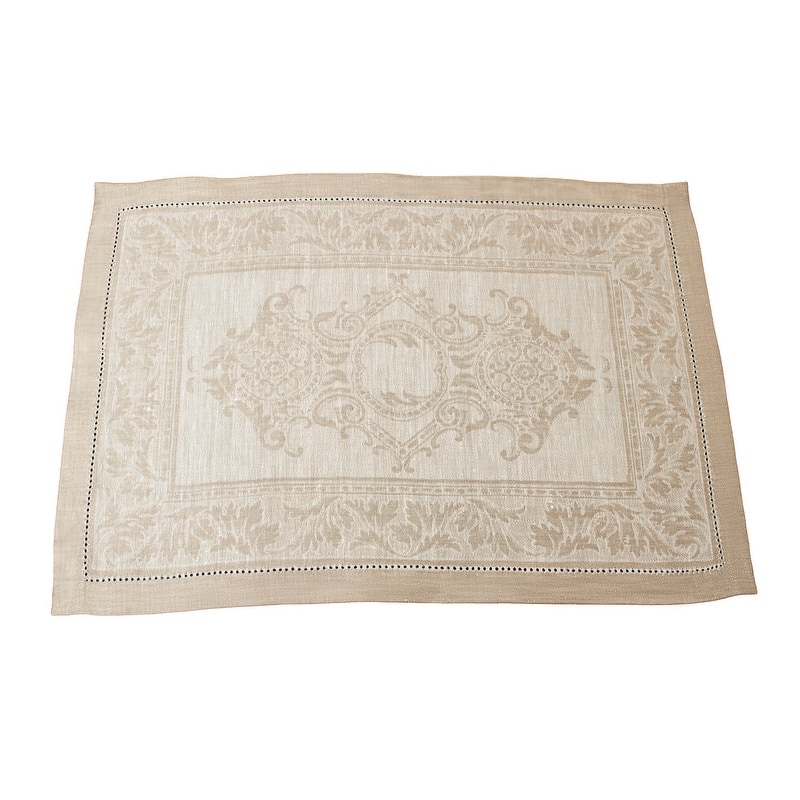 French Home Linen Set of 6 Arboretum Placemats - Ivory and Taupe
