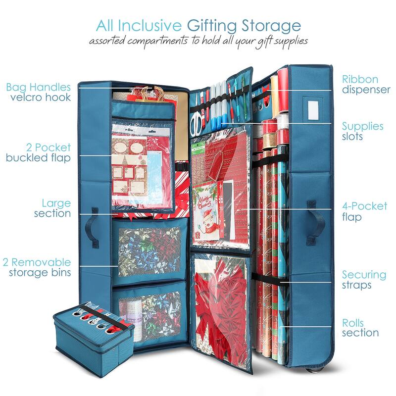 Empyrean Tear Proof Gift Wrapping Paper Storage Container - Premium Christmas Wrapping Paper Holder
