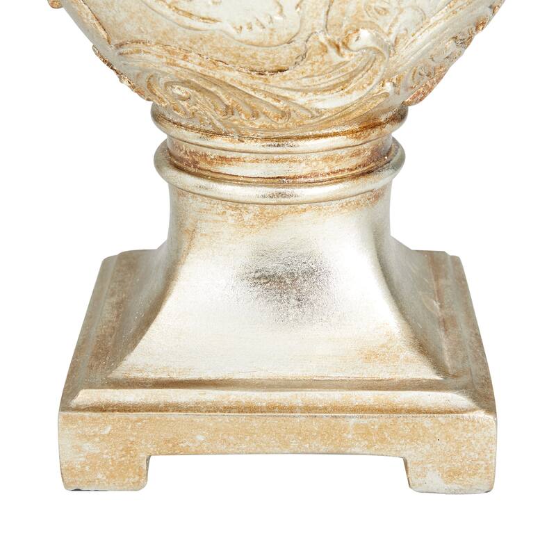 Gold Polystone Carved Decorative Vase