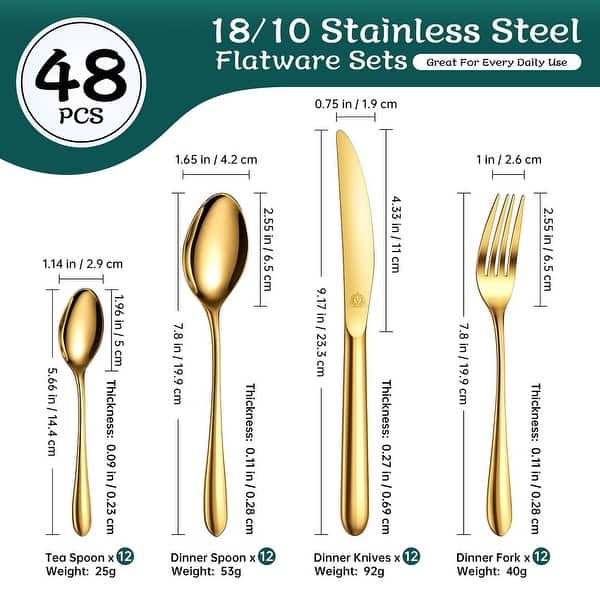 vancasso 18/10 Stainless Steel Silverware Set, Flatware Service for 6 or 12