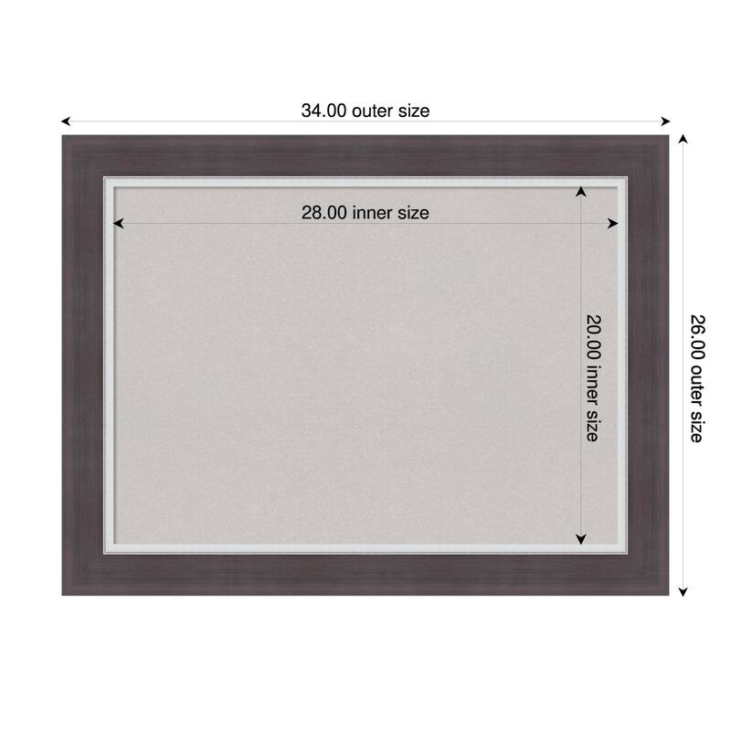 Ellie Brown Silver Framed Cork Board - Bulletin Board, Organization Board, Pin Board - Grey - 34 x 26 in