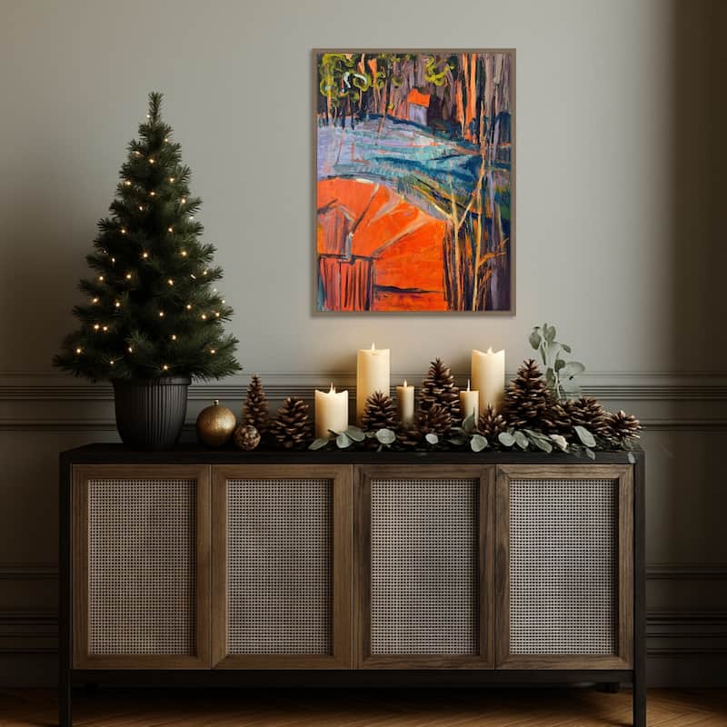 Cadmium Winter Solstice IV by Dorothy Fagan (23 x 30 in.), Framed Canvas Wall Art Print - Sylvie Dark Gold