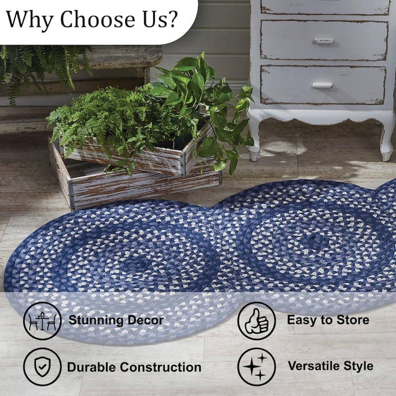 Park Designs Bluestone Braided Blue Indoor Rug Runner 30" x 72" - 2'6"x6'