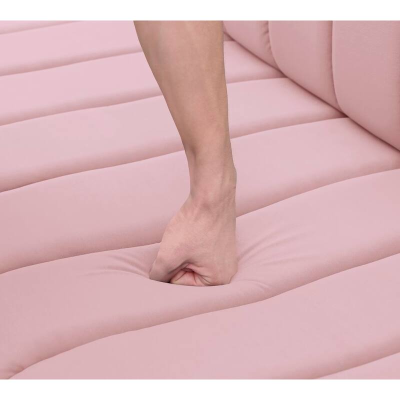 Sofa Pull Out Bed Included 2 Pillows Velvet Sofa for Small Spaces Teal