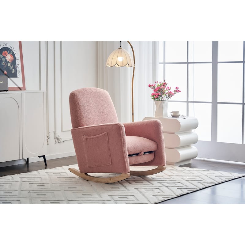Upholstered Fabric Nursery Rocking Chair with Adjustable Footrest