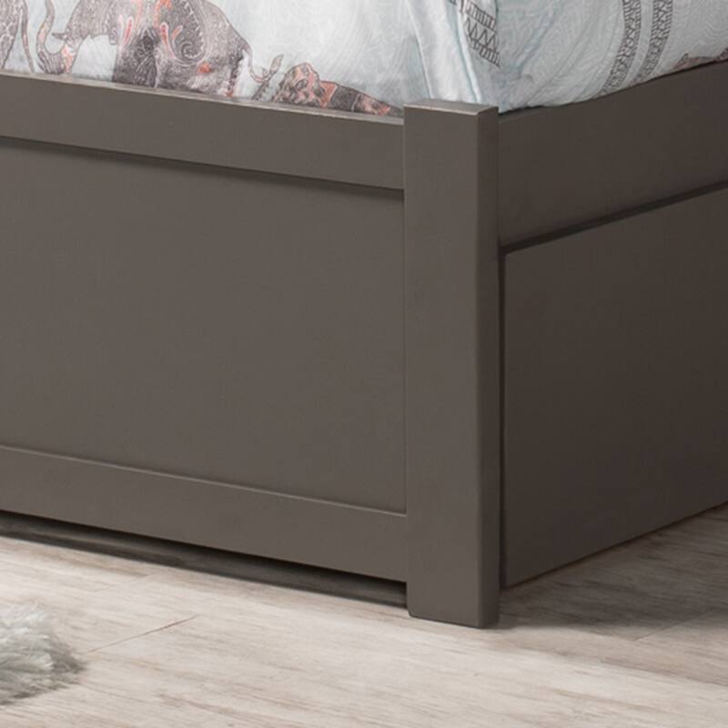 Nantucket King Solid Wood Platform Bed with Footboard & Twin XL Trundle in Grey