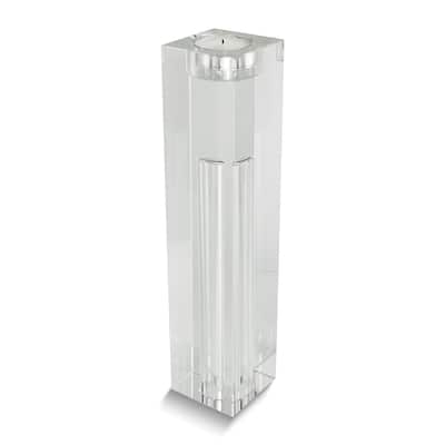 Curata Large Rectangular Crystal Glass Bud Vase/ Tealight Candle Holder 4" x 11.25"