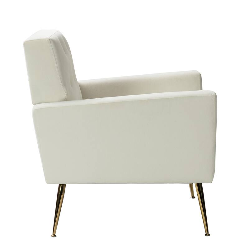 Lilia Contemporary Velvet Upholstered Tufted Back Armchair with Metal Golden legs Set of 2 by HULALA HOME