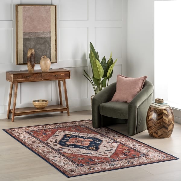 slide 2 of 10, Nuloom SplashGuard Machine Washable Area Rug 2' x 3' - Rust - Rectangle