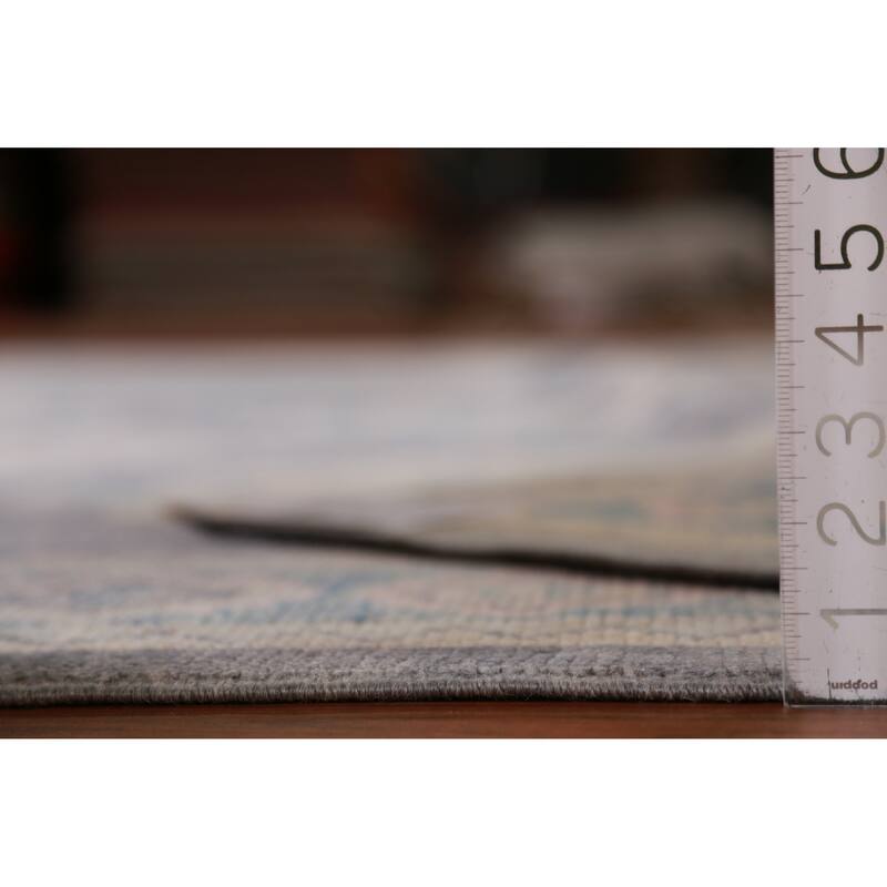 Hand Knotted Oriental 100% Wool Carpet Transitional Geometric Greys & Charcoal Oushak Area Rug - 11' 1'' X 8' 2''