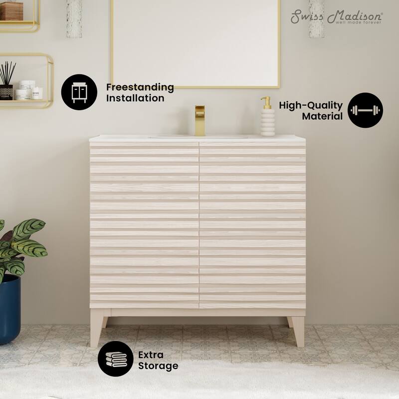 Cascade 30" Freestanding Bathroom Vanity In White Oak With Sink Top - 30