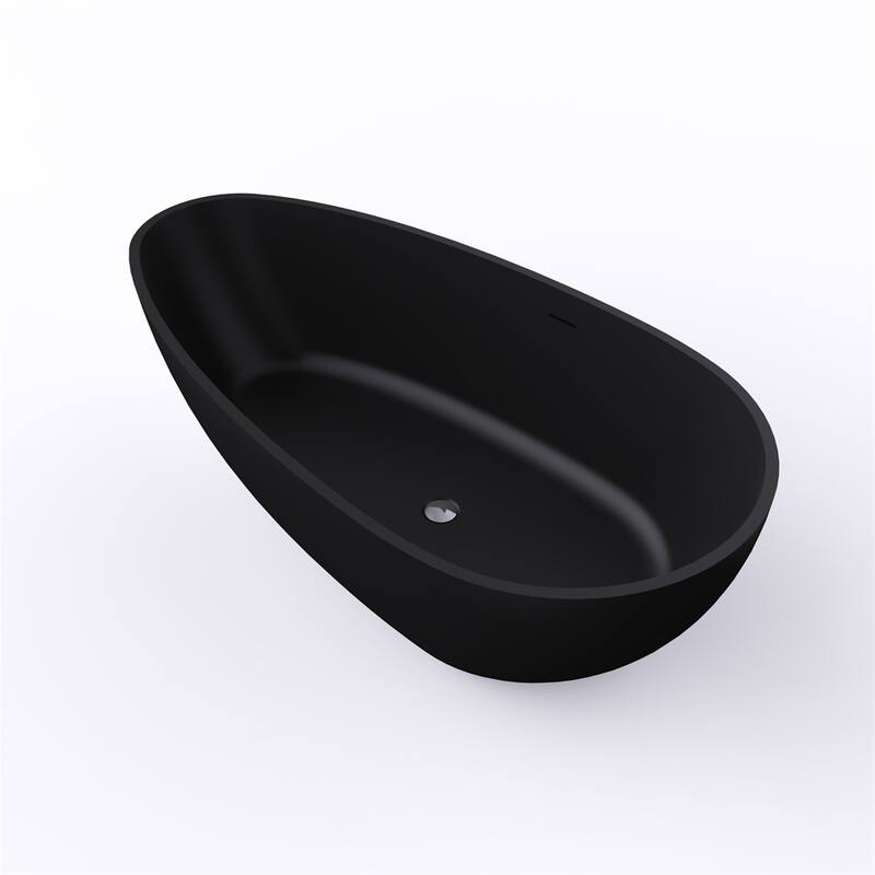 51" Freestanding Solid Surface Deep Soaking Bathroom Bathtub w/Seat