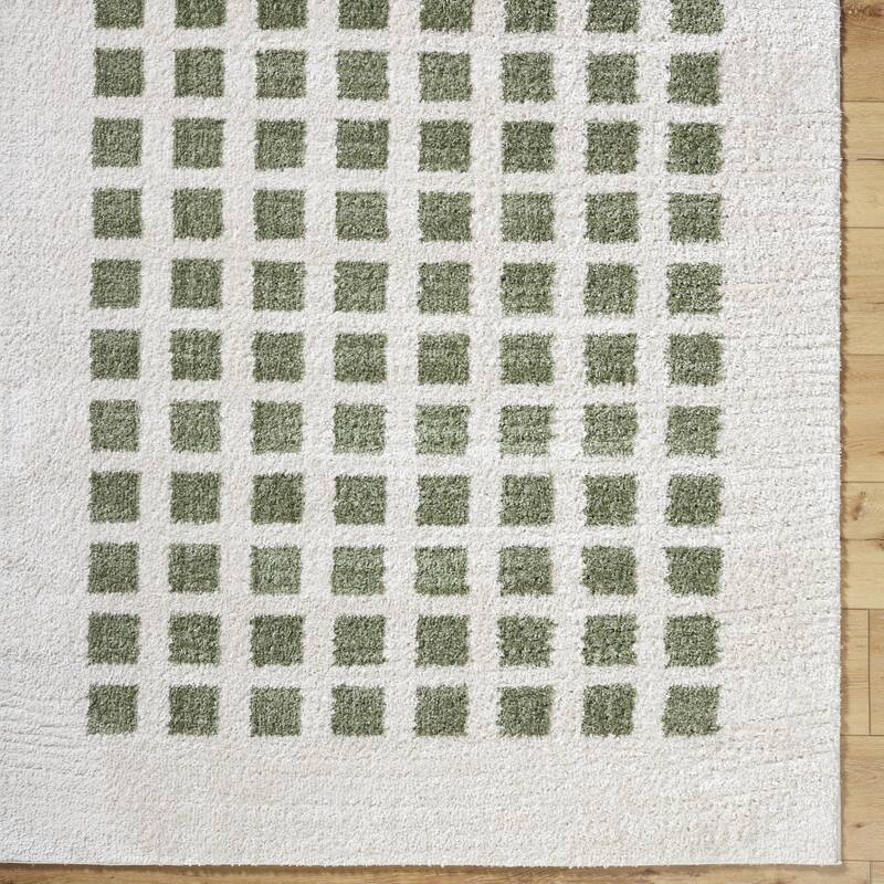 Livabliss Fossay Shag Modern & Contemporary Checkered Washable Area Rug