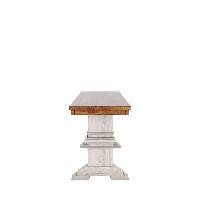 Eleanor Two-Tone Trestle Leg Wood Dining Bench by iNSPIRE Q Classic