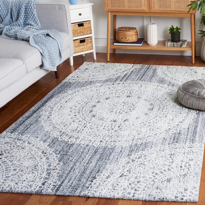 SAFAVIEH Handmade Ebony Satoko Medallion Wool Rug