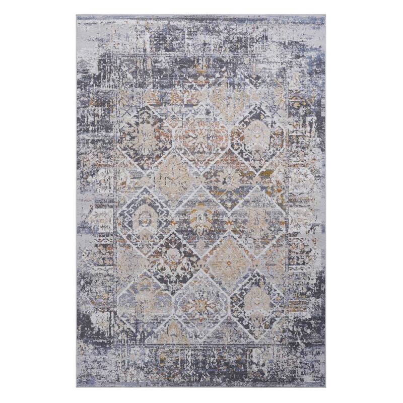 LOOM & LUXE Collection Multi/Traditional Non-Shedding Area Rug - 93" D x 79" W x 0.28" H