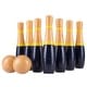 preview thumbnail 3 of 8, Indoor/Outdoor Backyard Lawn Bowling Game with10 Wooden Pins, 2 Balls, and Mesh Carrying Bag (8-Inch) Navy & Yellow