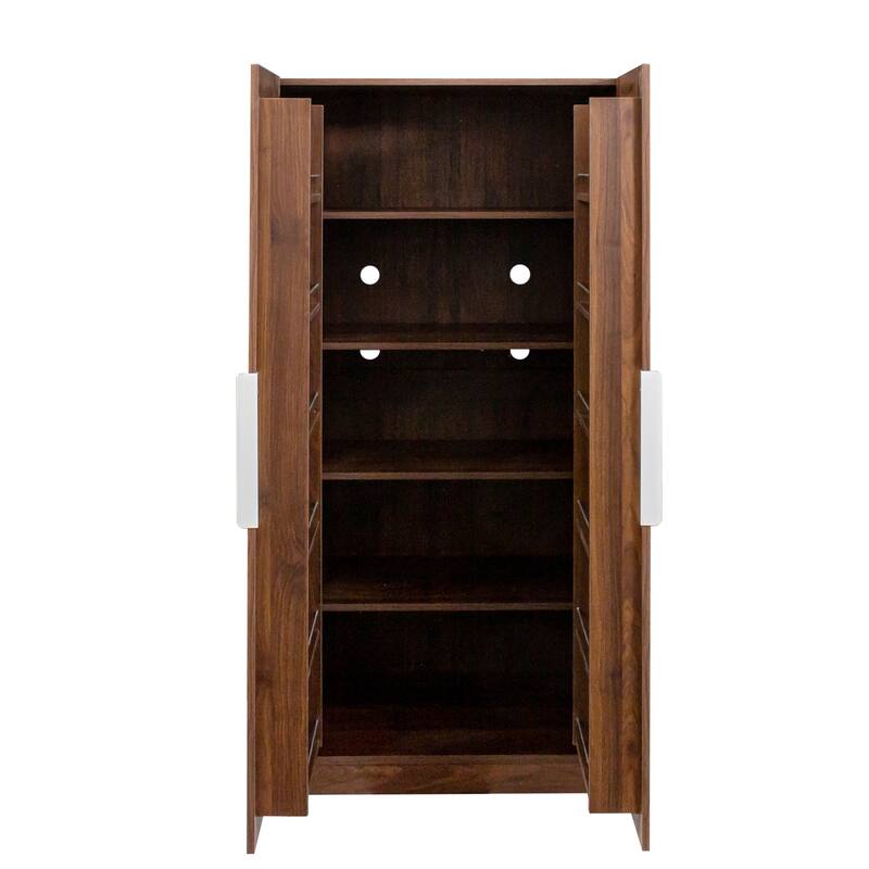 GDF Studio - Lenorr Modern 62.99" Tall Freestanding Kitchen Pantry Cabinet with Multi-Level Shelves and Storage Doors