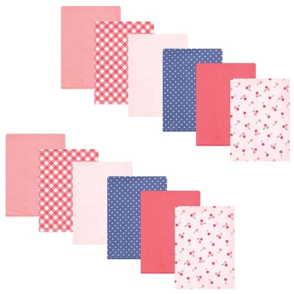 slide 1 of 1, Hudson Baby Infant Girl Flannel Burp Cloth 12pk, Cherry Sweet, One Size - Cherry Sweet - One Size One Size - Cherry Sweet