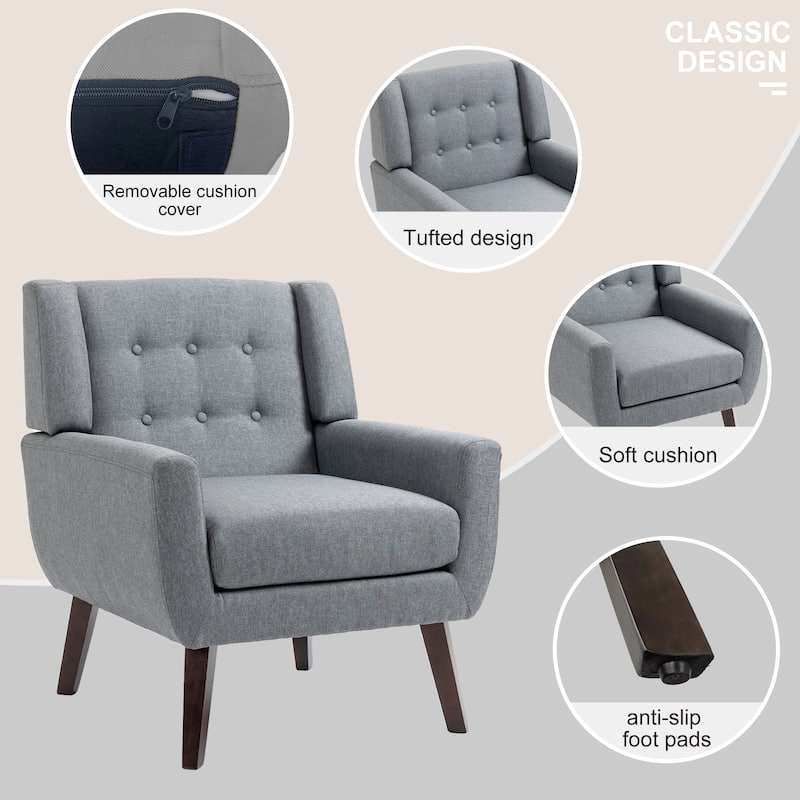Cotton/ Linen Look Fabric Modern Accent Chair Armchair