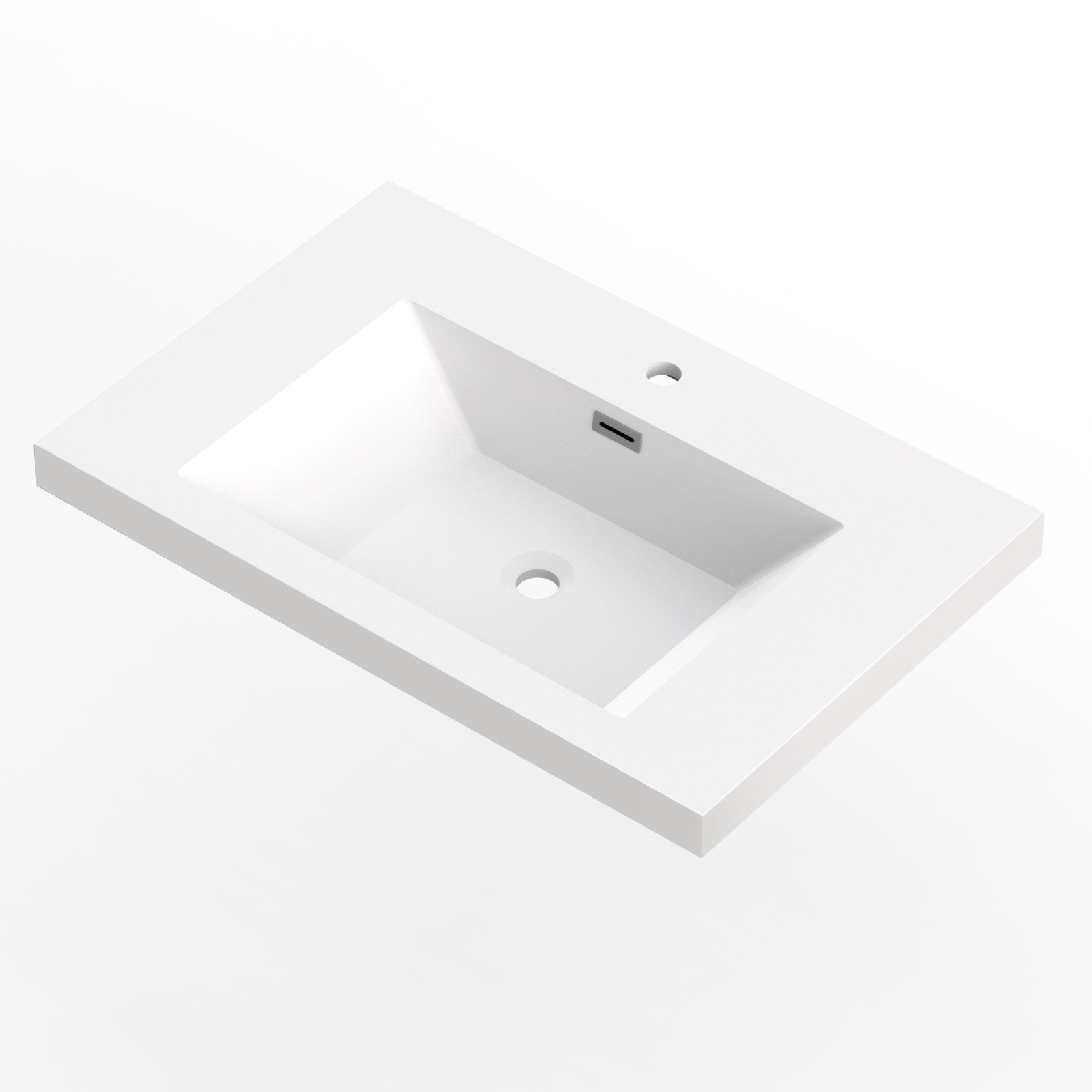 30" in. W x 19.5" in. D Modern Rectangular Integrated Resin Bathroom Sink Vanity Top One-Piece Design