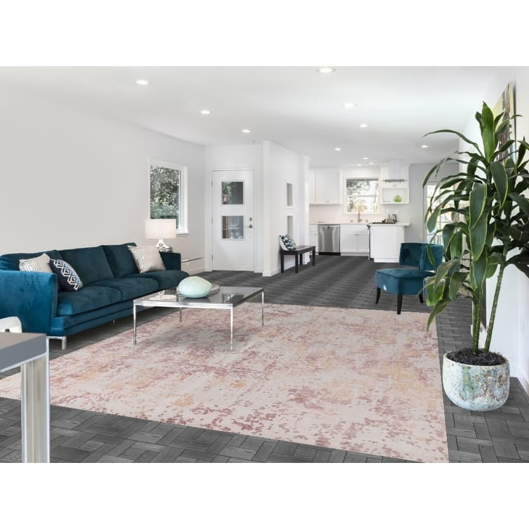 Modern Abstract Rug Handmade Living Room Wool Carpet - 7'11"x 9'10"