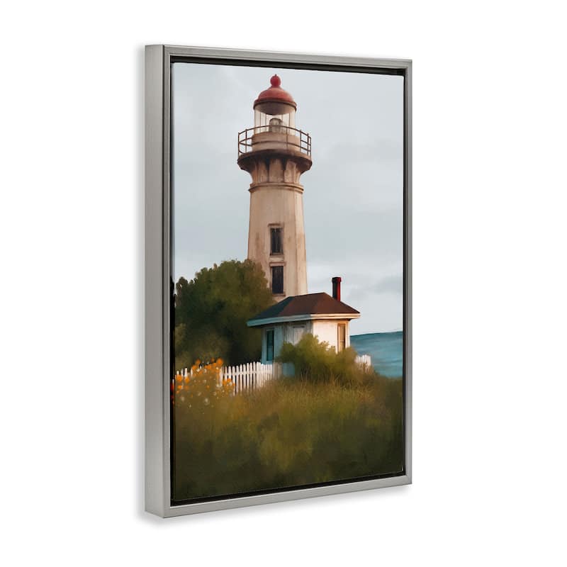 Stupell Scenic Summer Lighthouse View Framed Floater Canvas Wall Art Design By Elizabeth Medley
