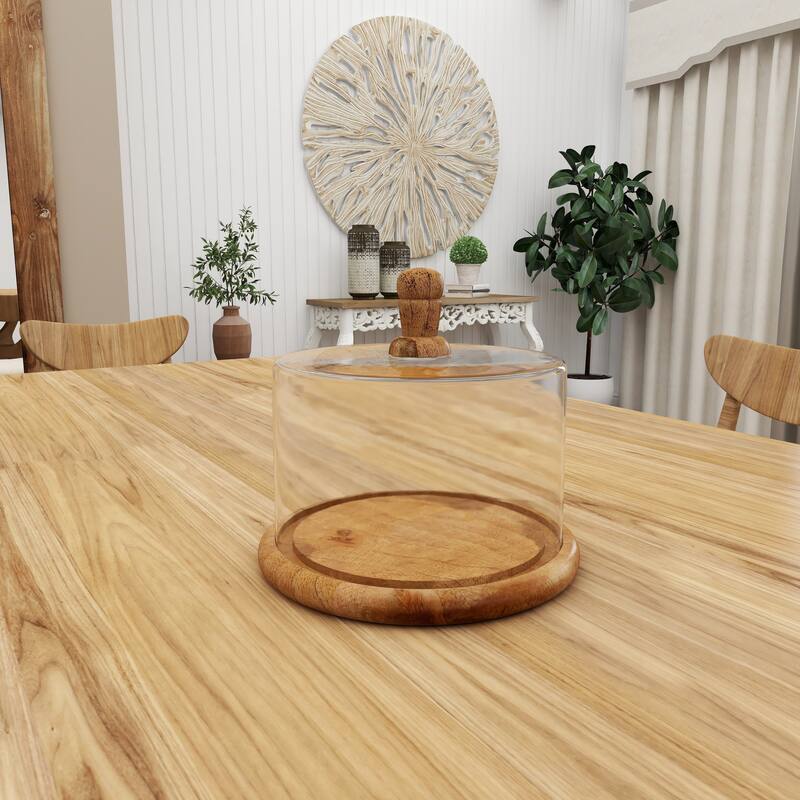 Brown Glass Cake Stand with Glass Lid - 8 x 8 x 6 Round