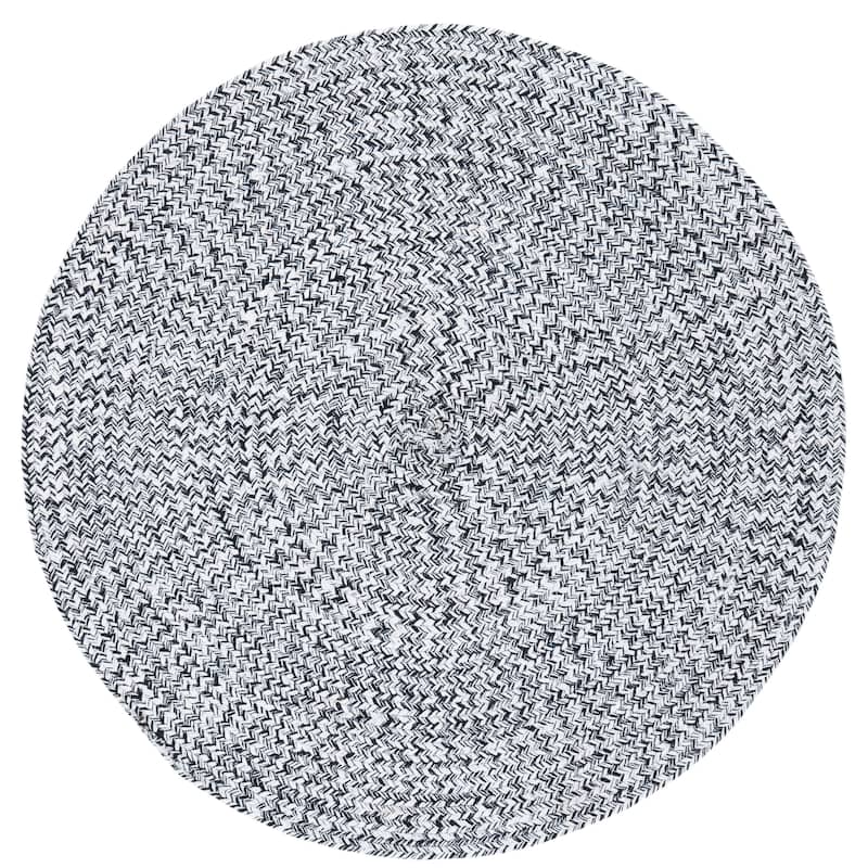 SAFAVIEH Braided Coline Cotton Flatweave Rug - 6' Round - Ivory/Black