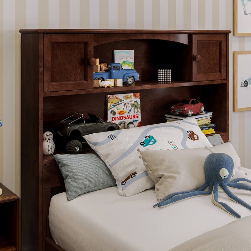 Queen Size Solid Wood Headboard with Clean Contemporary Design, Smooth Walnut Finish for Bedroom Beds