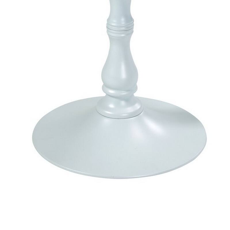 Wowi 23 Inch Side End Table, Round Hourglass Turned Base, White Finish