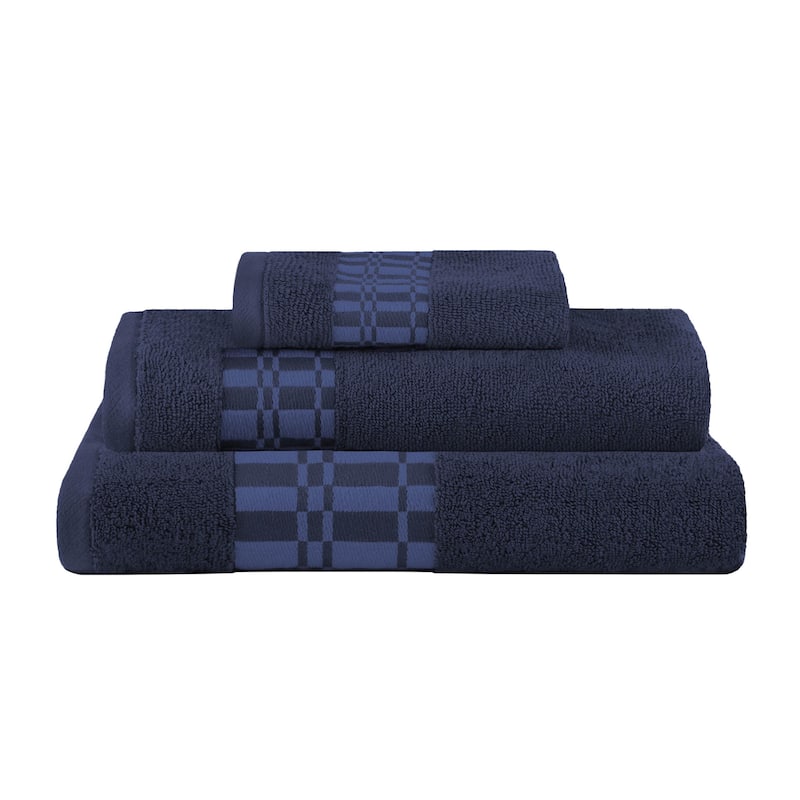 Superior Larissa Cotton Embroidered Geometric Border 3-Piece Towel Set