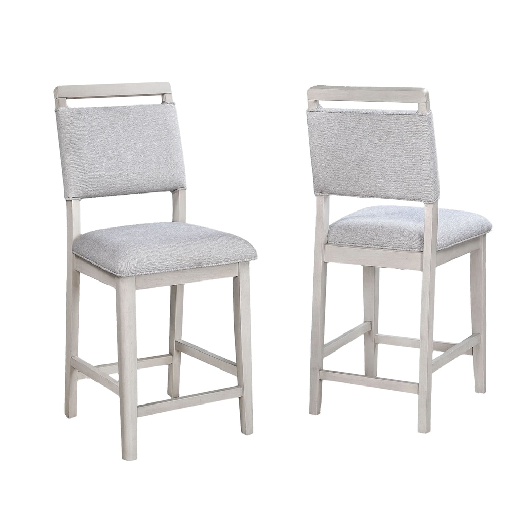 Bovo Counter Height Dining Chair Set of 2, Dove Gray, White Wood