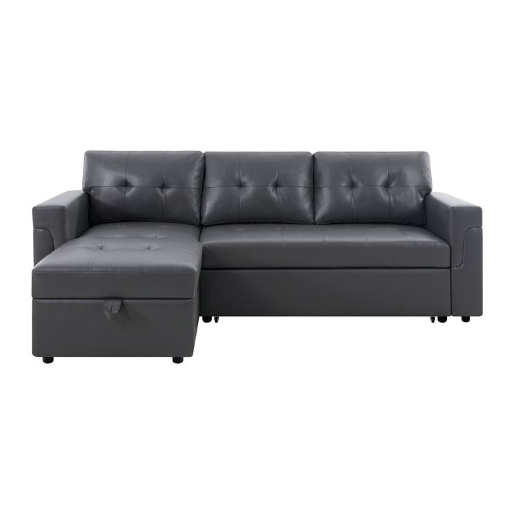 Perry Modern Reversible Sleeper Sectional Sofa with Storage Chaise, Pullout Sleeper Sofa Couch Bed for Living Room