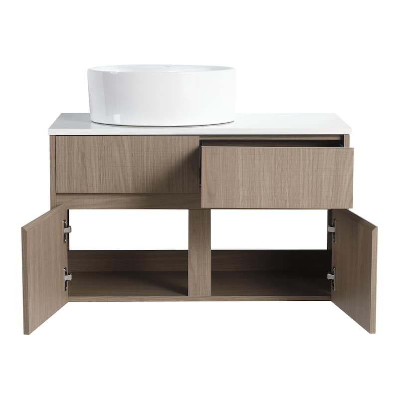 Bathroom Vanity With Sink In 32 Inch, Floating Bathroom Vanity With 2 Soft Close Doors And Drawer