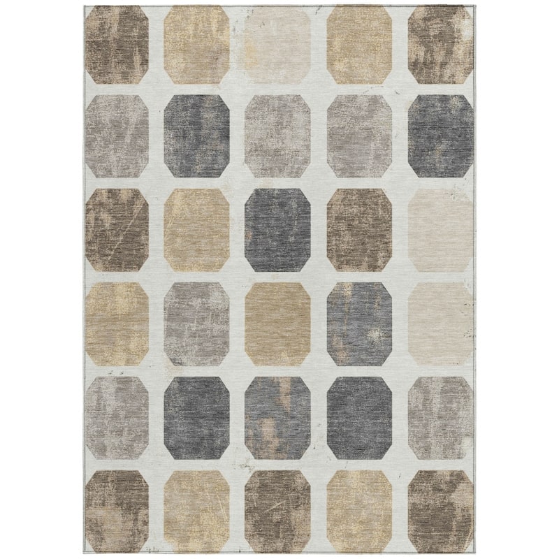 HomeRoots Geometric Transitional Rectangle Outdoor Rug