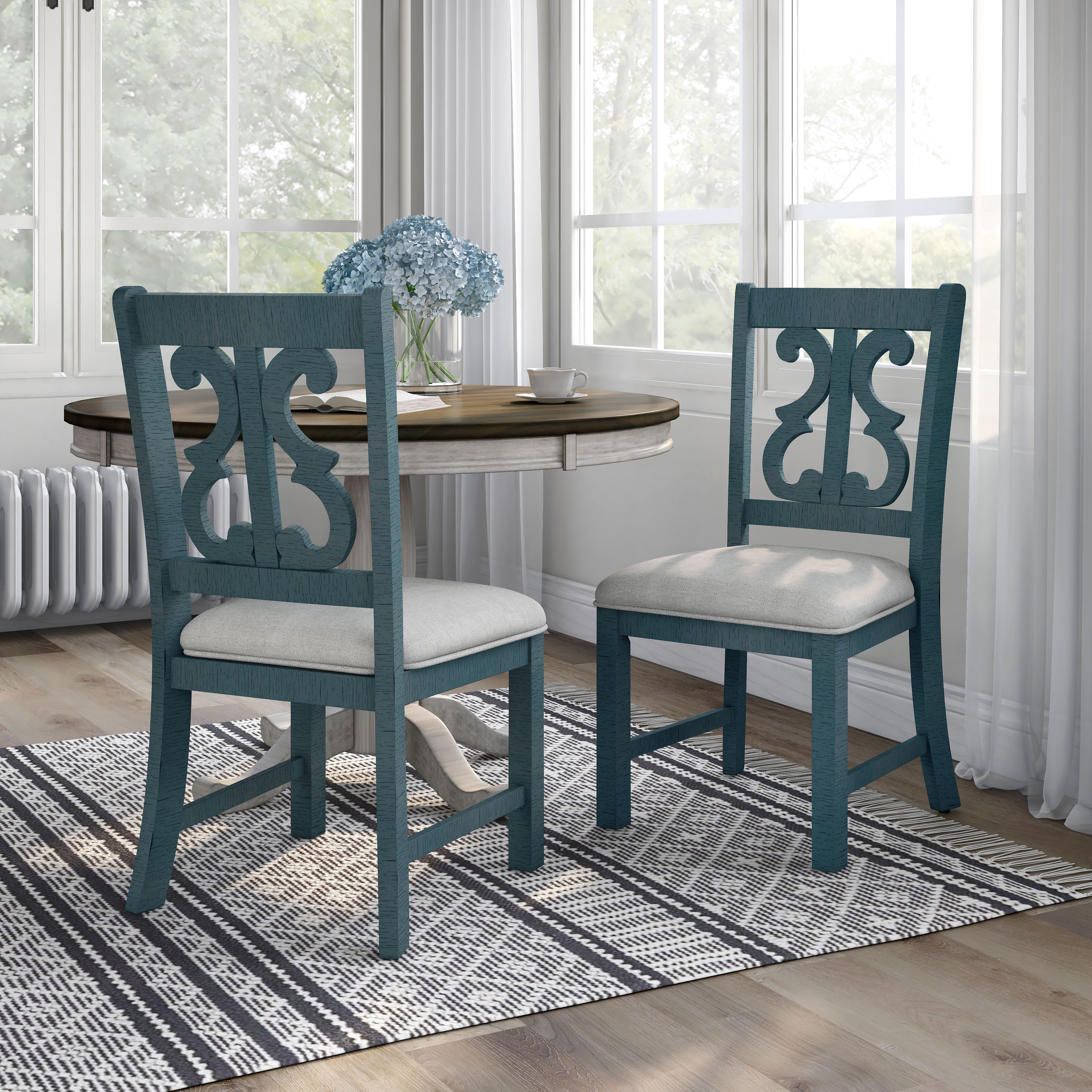 Blue farmhouse online dining chairs