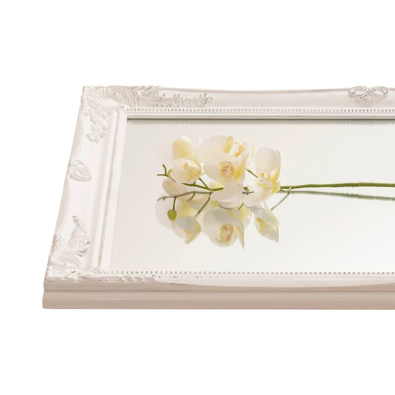 Antique White Wall Mirror Baroque Rectangular Decor