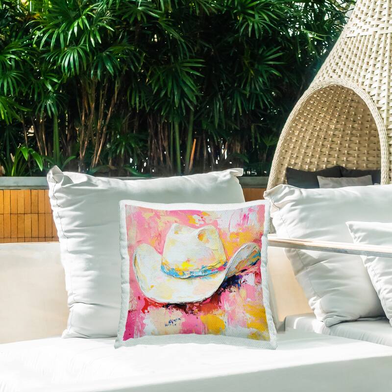 Stupell Painterly Brushed Cowgirl Hat Printed Outdoor Throw Pillow Design by Heidi Kuntz