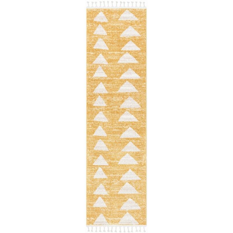 Well Woven Kennedy Triangles Modern Geometric Pattern Area Rug - Yellow - 2' 7" x 9' 10" - Runner