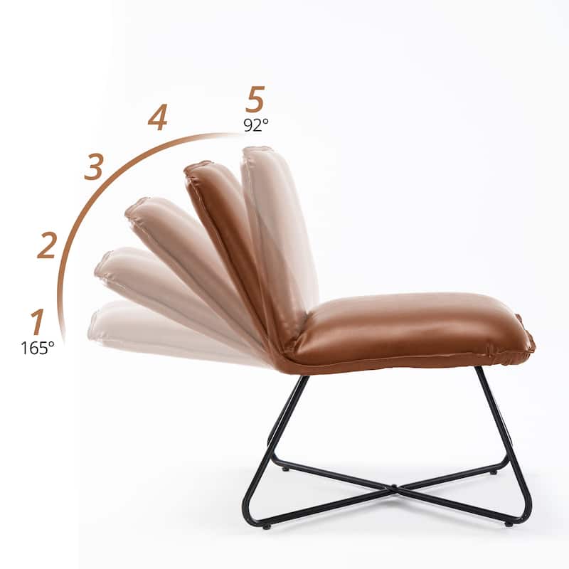 LUE BONA Mid Century Faux Leather Accent Chair With Adjustable Backrest - 31.5'' H X 22.2'' W X 23.6'' D