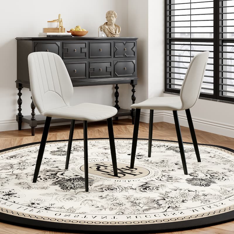 Faux Leather Upholstered Modern Dining Chairs Side Chair with Metal LegsSet of 2)