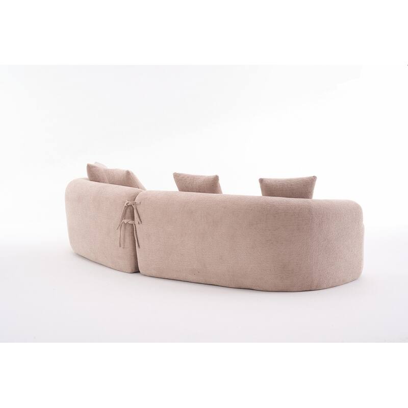 Curved Loveseat White Full Compression Sponge Sofa